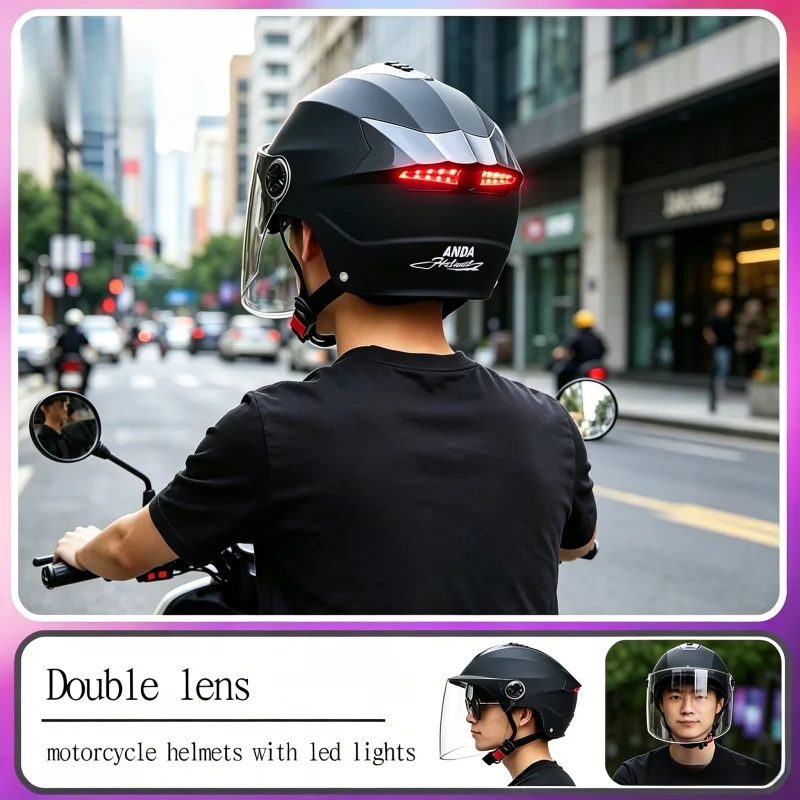 Motorcycle Helmets With Led Lights Moped Helmet Electric Scooter for Men Women With Double Visor Rechargeable Bicycle Light Bike
Motorcycle Helmets With Led Lights Moped Helmet Electric Scooter for Men Women With Double Visor Rechargeable Bicycle Light Bike