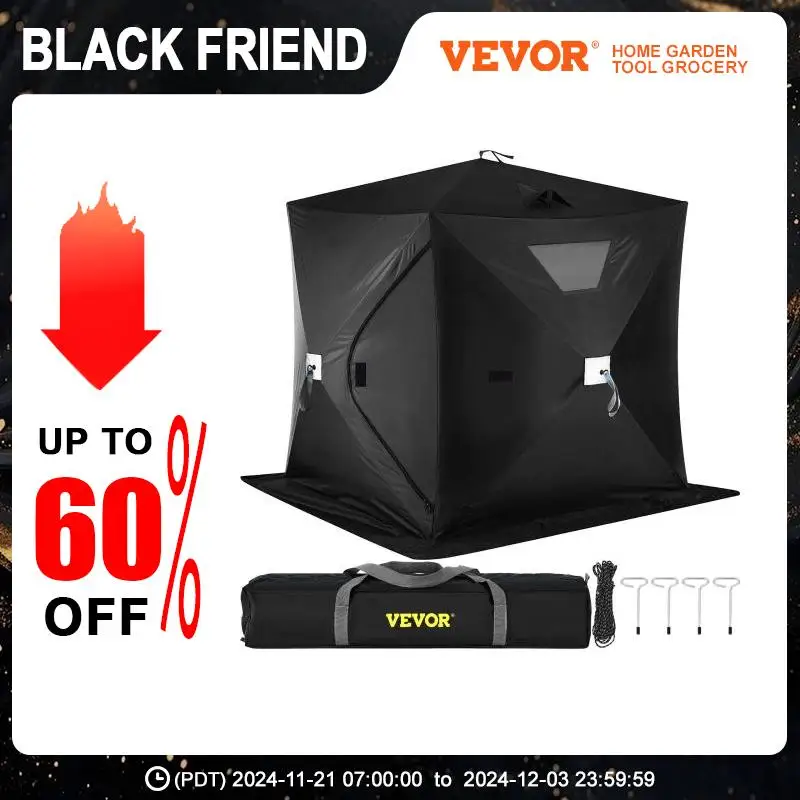 VEVOR Ice Fishing Shelter Tent 300D Pop-up Ice Shelter Strong Waterproof and Windproof Ice Fish Shelter fit 2-3 Person Fishing
VEVOR Ice Fishing Shelter Tent 300D Pop-up Ice Shelter Strong Waterproof and Windproof Ice Fish Shelter fit 2-3 Person Fishing