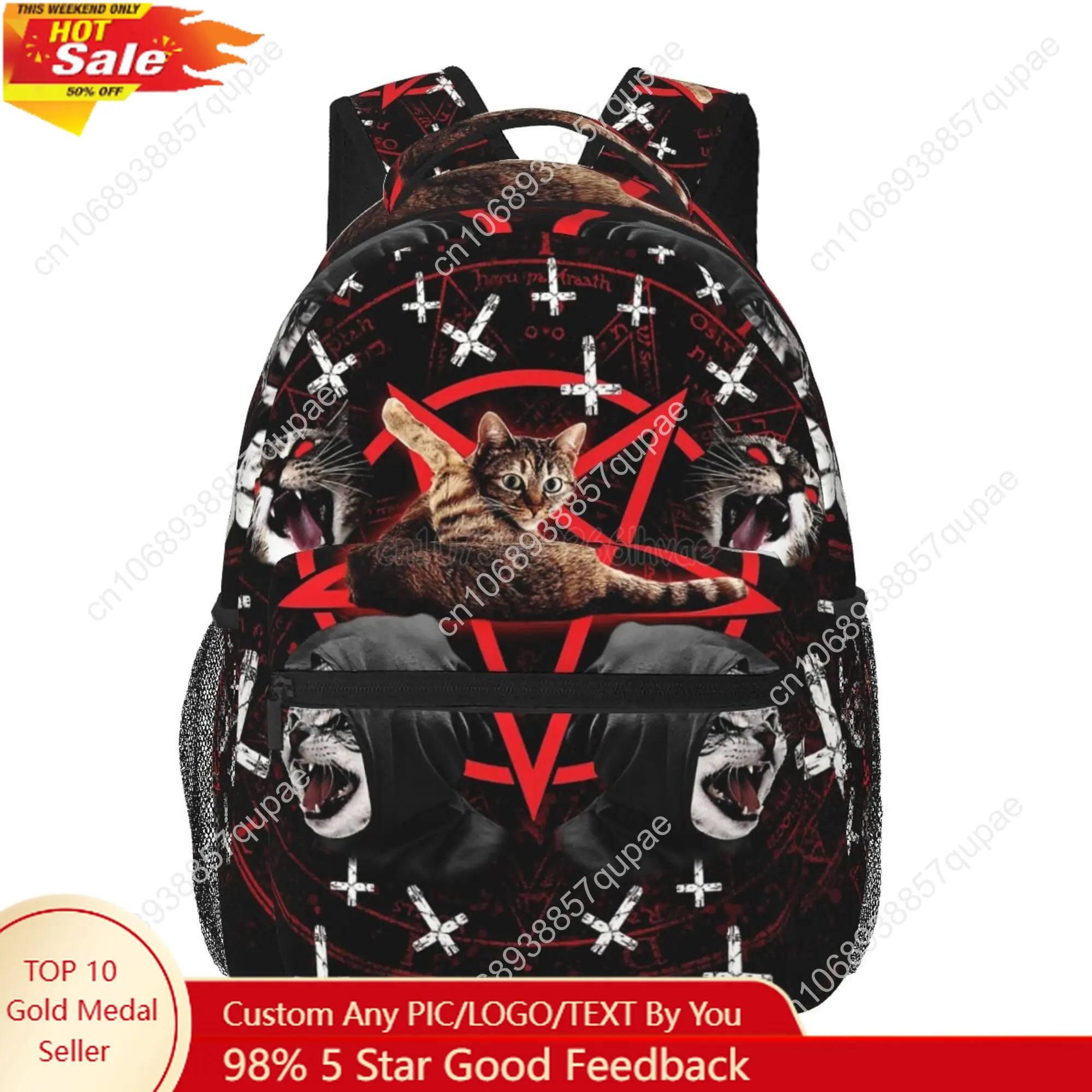 Pentagram Satanic Cats Death Black Metal Backpack Funny School Bookbags Lightweight Laptop Bag Travel Hiking Waterproof Daypack
Pentagram Satanic Cats Death Black Metal Backpack Funny School Bookbags Lightweight Laptop Bag Travel Hiking Waterproof Daypack