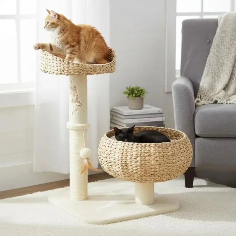 72cm Cat Tree Kitten Tower, with Sisal Scratching Post, Two Beds, Toy Ball
72cm Cat Tree Kitten Tower, with Sisal Scratching Post, Two Beds, Toy Ball
