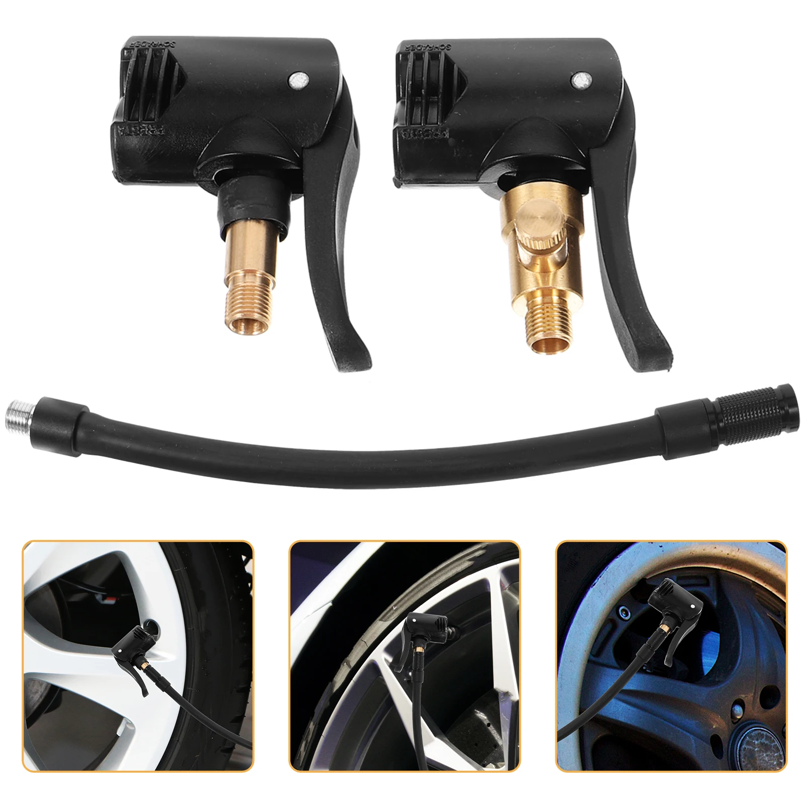 2pcs Tire Nozzle Adapter Car Bike Motorcycle Quick Connect Valve Coupler 16cm Hose Tyre Inflator Nipple Air Chuck Brass
2pcs Tire Nozzle Adapter Car Bike Motorcycle Quick Connect Valve Coupler 16cm Hose Tyre Inflator Nipple Air Chuck Brass