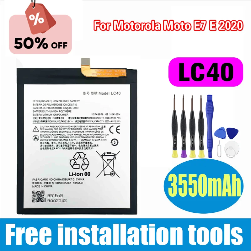 Battery LC40 For Motorola Moto E7 E 2020 Replacement Mobile Phone Battery 3550Mah With Tools
Battery LC40 For Motorola Moto E7 E 2020 Replacement Mobile Phone Battery 3550Mah With Tools