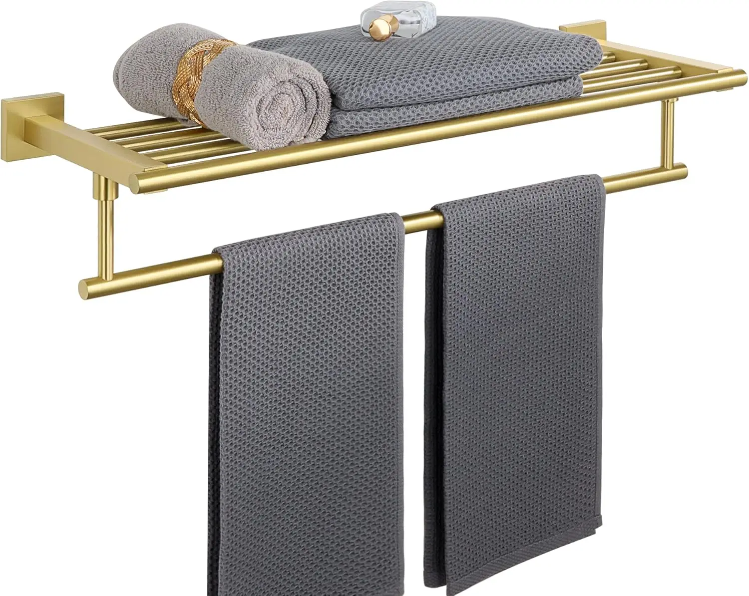24 Inch Double Towel Rack Wall Mounted, SUS304 Stainless Steel Bathroom Holder with Towel Bar in Brushed Gold
24 Inch Double Towel Rack Wall Mounted, SUS304 Stainless Steel Bathroom Holder with Towel Bar in Brushed Gold