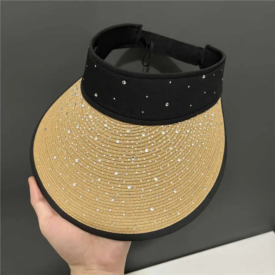 Summer UV Protection Women's Straw Woven Sun Hat Diamond Embedded Large Brim Empty Top Hat Foldable Casual Style Travel Cap
Summer UV Protection Women's Straw Woven Sun Hat Diamond Embedded Large Brim Empty Top Hat Foldable Casual Style Travel Cap