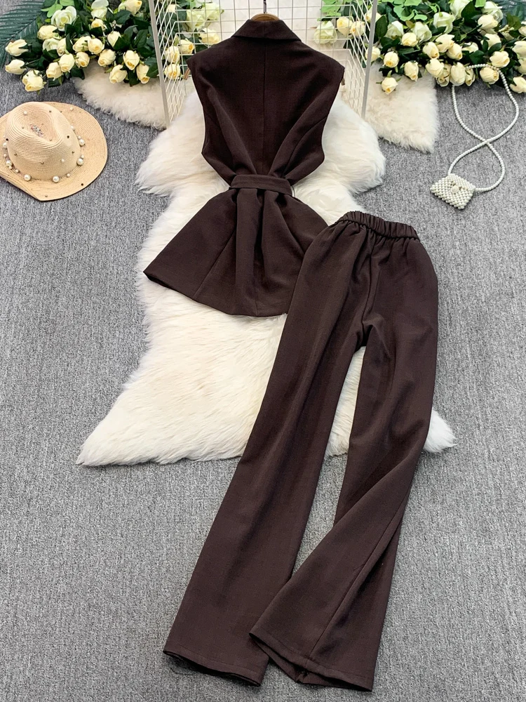 Ele V-ne Svel Slimming Vest Top High Waist Straight Leg Pants Two-piece Set Faionable Workwear for Young Women
Ele V-ne Svel Slimming Vest Top High Waist Straight Leg Pants Two-piece Set Faionable Workwear for Young Women