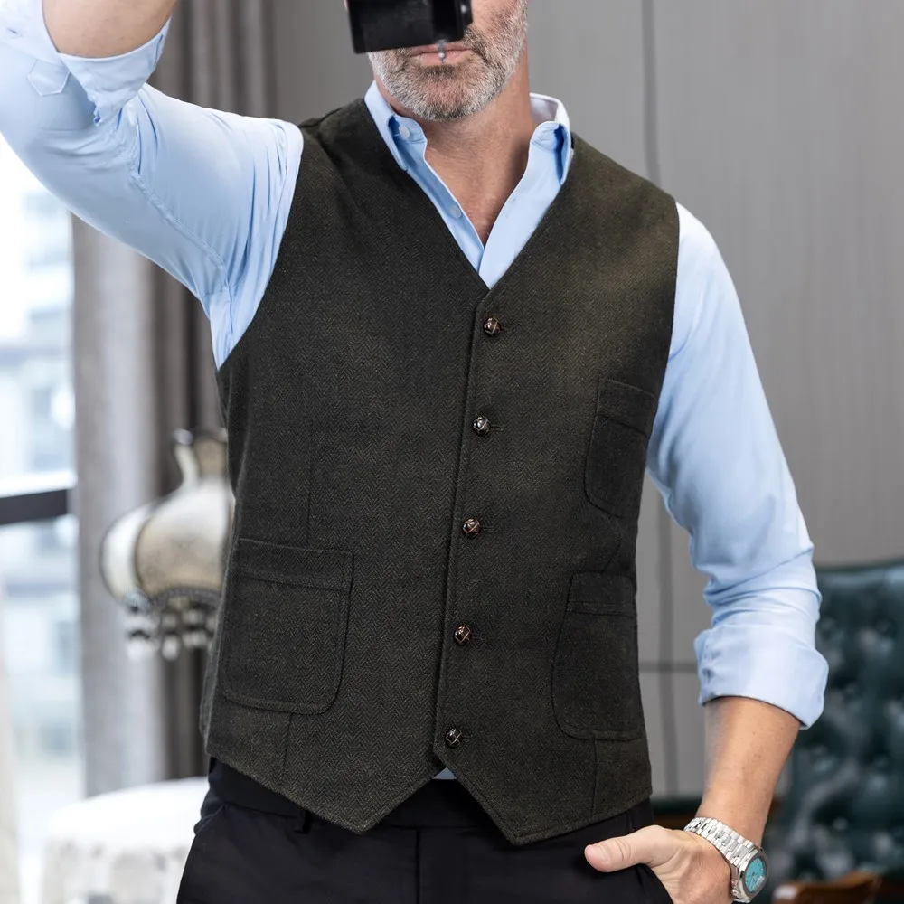 Men's Formal Suit Vest V-Neck Tweed Herringbone Waistcoat Business Dress Suit Vests for Wedding
Men's Formal Suit Vest V-Neck Tweed Herringbone Waistcoat Business Dress Suit Vests for Wedding