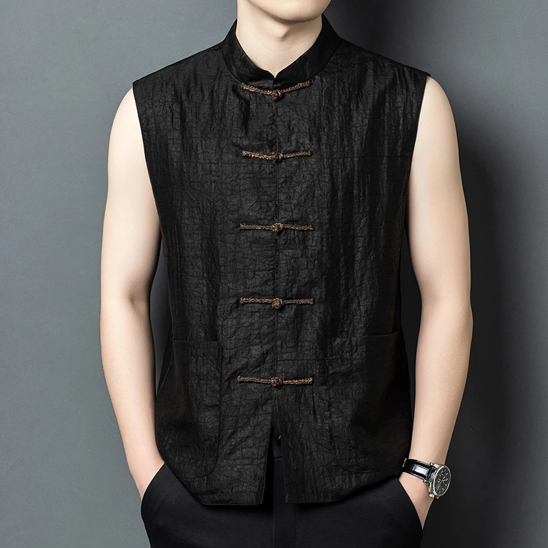 High-End Sleeveless Shirts For Men Silk 100% Lightweight Coolness Summer Quality Skin-Friendly Buttons Classic Camisas De Hombre
High-End Sleeveless Shirts For Men Silk 100% Lightweight Coolness Summer Quality Skin-Friendly Buttons Classic Camisas De Hombre