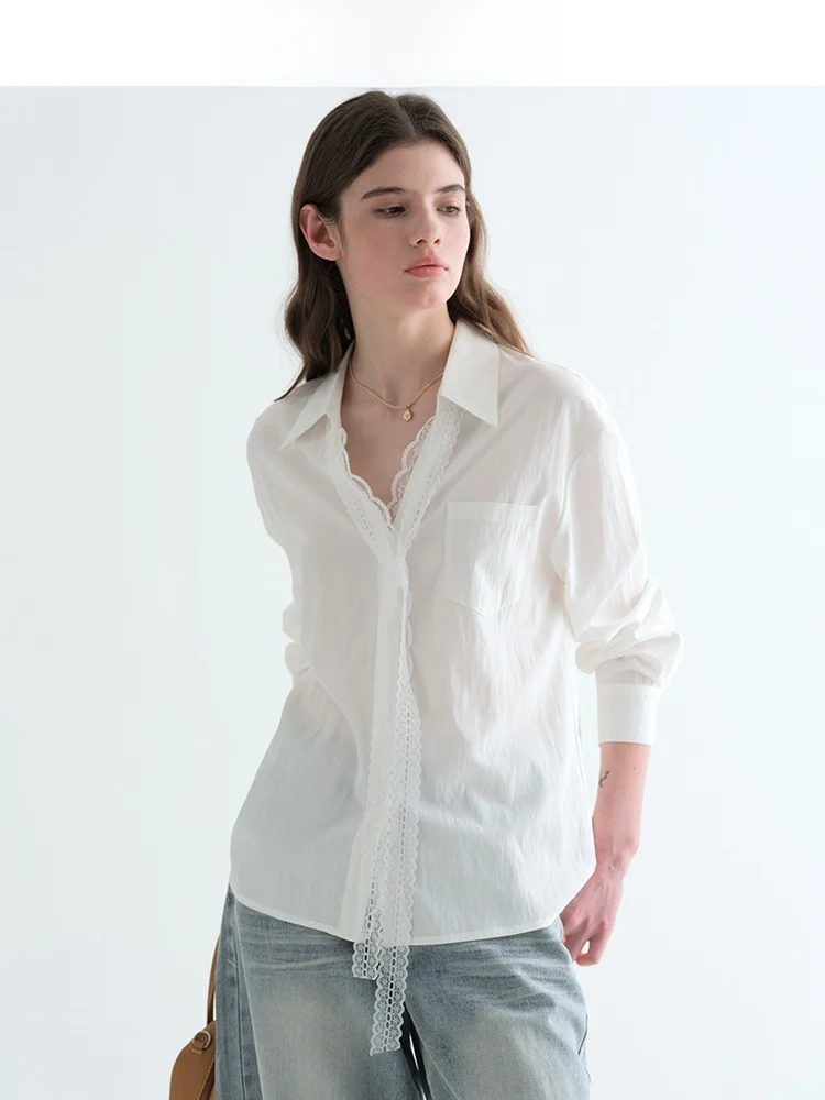 Retro Lace Trim White Long Sleeve Women's Shirt Spring Design Sensation Elegant Cotton Blend Casual Style Loose Fit Top
Retro Lace Trim White Long Sleeve Women's Shirt Spring Design Sensation Elegant Cotton Blend Casual Style Loose Fit Top