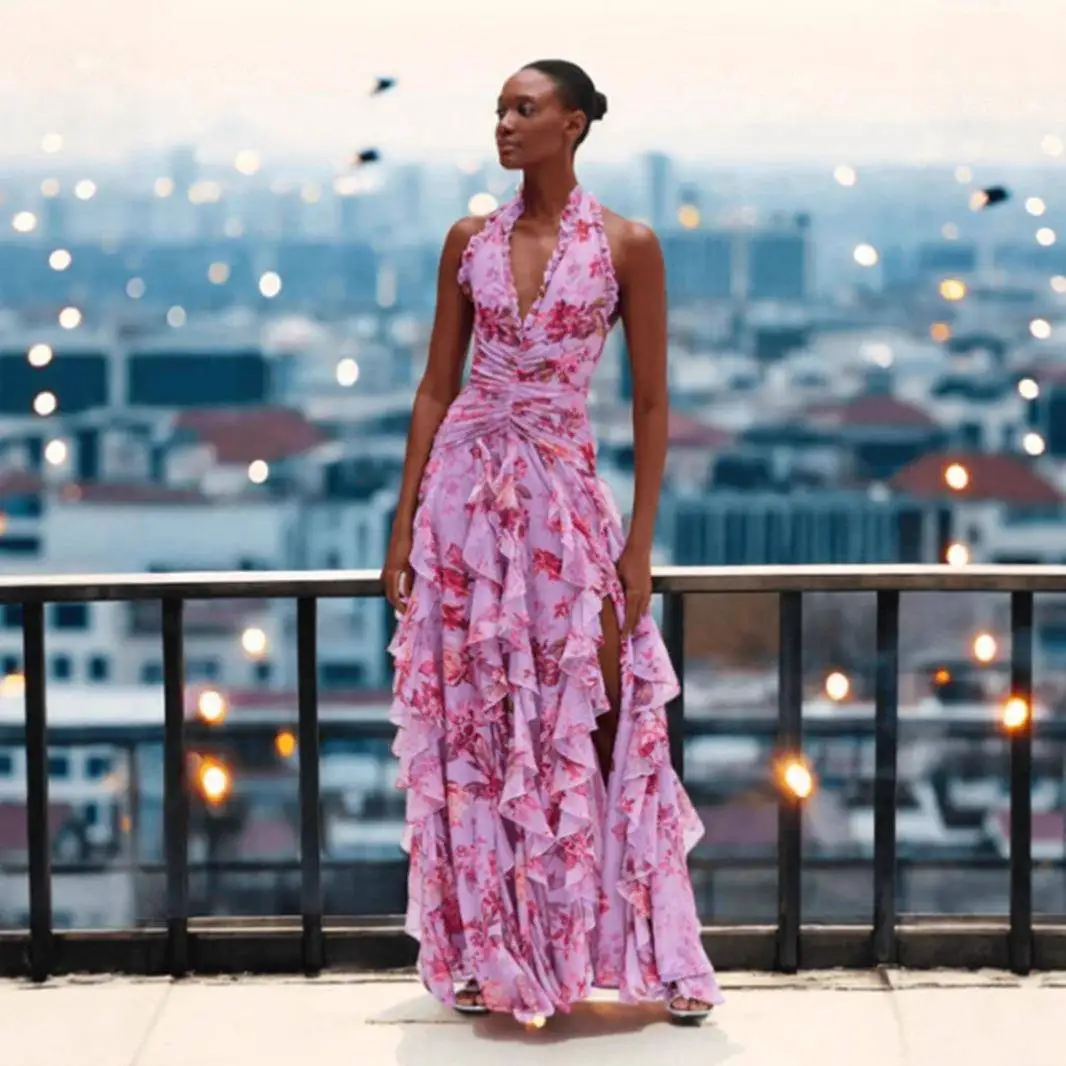 Elegant Printed Gown Waist-Cinching Pleated Soft Style Women's Fashion Dress Cross-Border Autumn New Arrival A-Line Skirt
Elegant Printed Gown Waist-Cinching Pleated Soft Style Women's Fashion Dress Cross-Border Autumn New Arrival A-Line Skirt