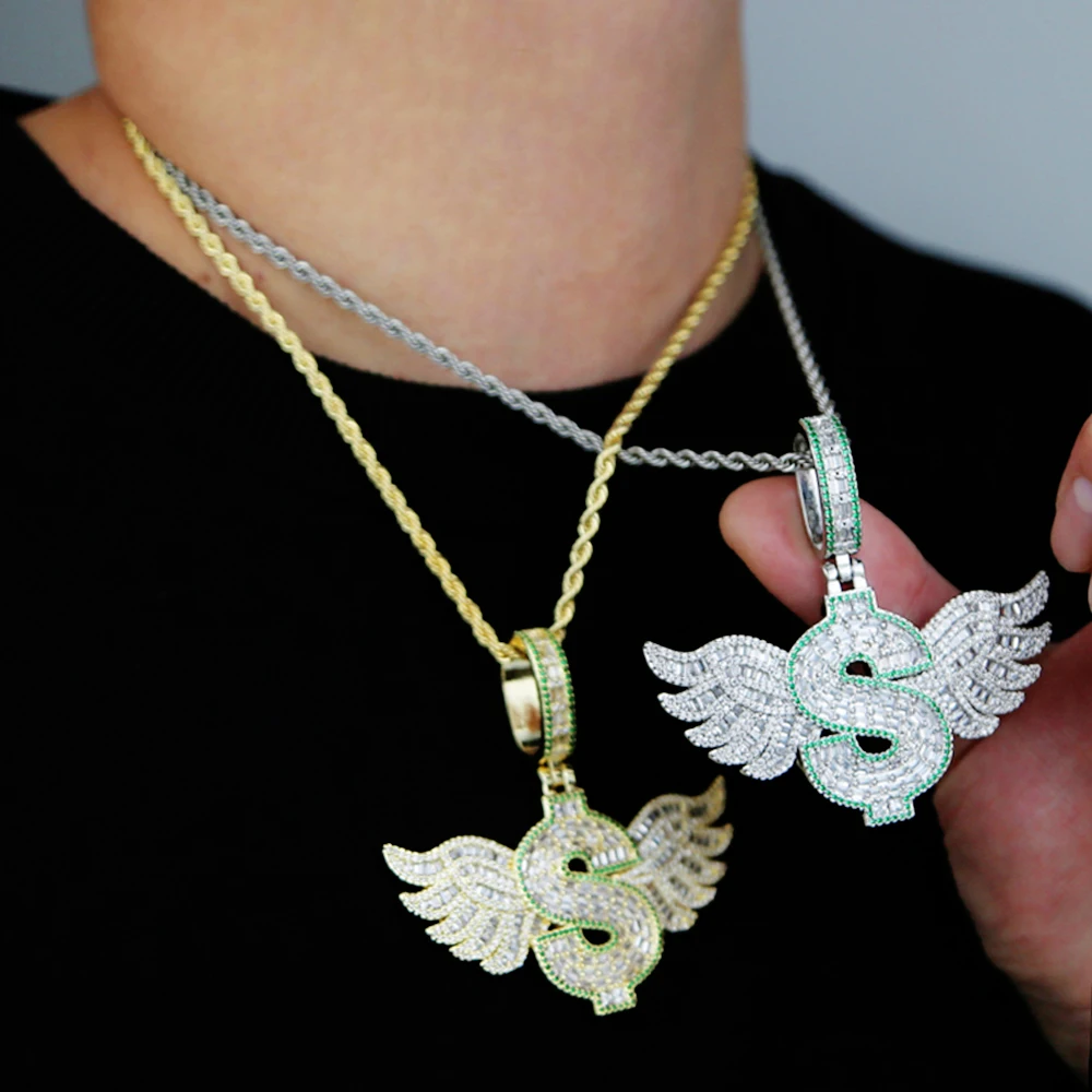 Iced Out Bling Wing кулон ожерелье золотого цвета CZ кубический цирконий буква доллара символ деньги Шарм мужчины женщины хип-хоп ювелирные изделия
Iced Out Bling Wing кулон ожерелье золотого цвета CZ кубический цирконий буква доллара символ деньги Шарм мужчины женщины хип-хоп ювелирные изделия