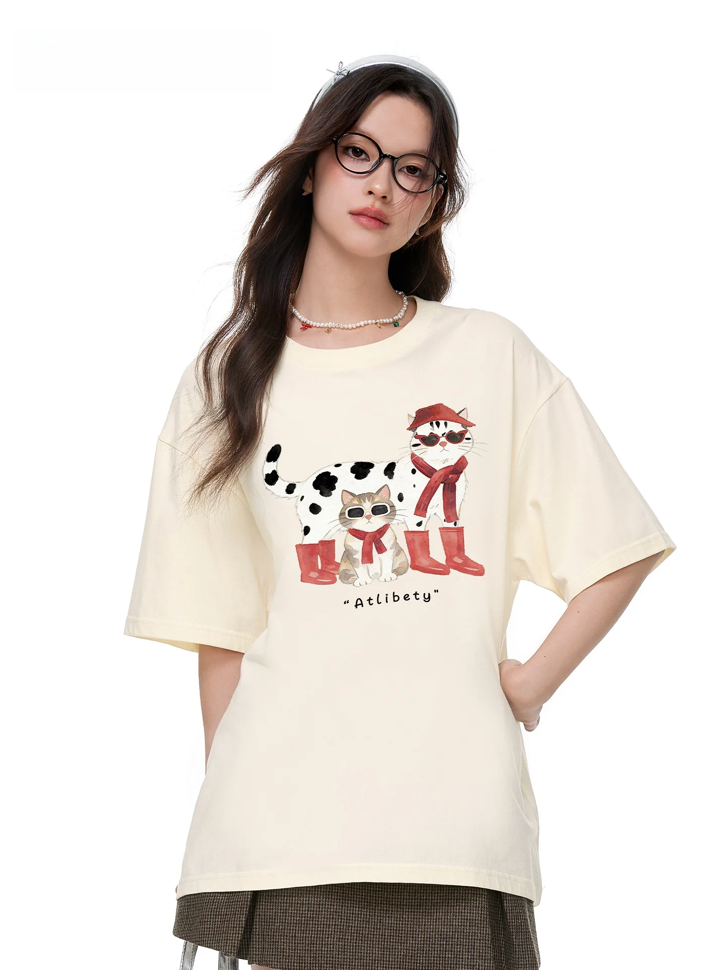 ATLIBE Fun Print round Ne ort Sve Women's T-irt Loose Fit Age-Defng f Sve Top Cotton Summer Casual
ATLIBE Fun Print round Ne ort Sve Women's T-irt Loose Fit Age-Defng f Sve Top Cotton Summer Casual