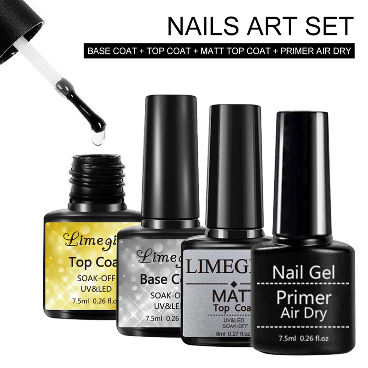 LIMEGIRL Multifunctional Nail Top Coat And Base Coat for Nails UV Gel Polish Soak Off Varnishes Kit No-acid Primer Manicure Set
LIMEGIRL Multifunctional Nail Top Coat And Base Coat for Nails UV Gel Polish Soak Off Varnishes Kit No-acid Primer Manicure Set