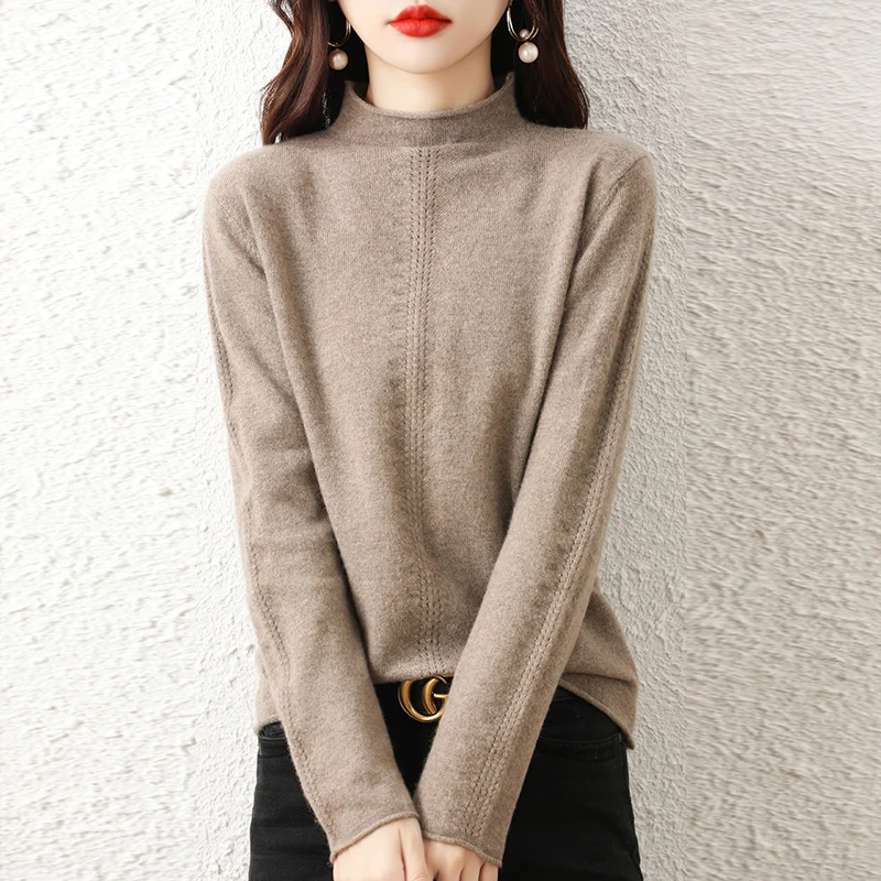 Women's Fine Wool Sweater Curled Mock Collar Pullover Autumn Winter Long Sleeve Knitwear Thick Clothing Bottoming Soft Top
Women's Fine Wool Sweater Curled Mock Collar Pullover Autumn Winter Long Sleeve Knitwear Thick Clothing Bottoming Soft Top