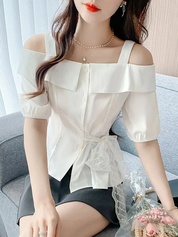 2026 New Summer Off Shoulder Top With Lace Trim Tied Waist Asymmetric Hem Elegant Short Sleeve Blouse
2026 New Summer Off Shoulder Top With Lace Trim Tied Waist Asymmetric Hem Elegant Short Sleeve Blouse