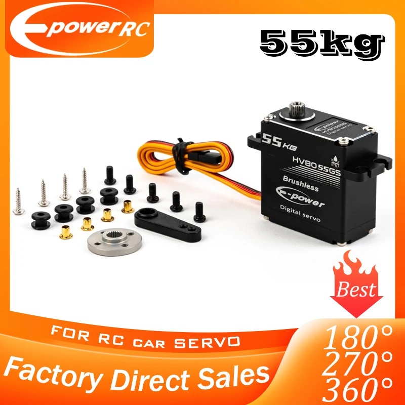 E-POWERRC 55kg High Torque Waterproof Brushless HV Servo 180/270 Metal Magnetic Sensor for 1/8 1/10 RC Car Traxxas Scx10
E-POWERRC 55kg High Torque Waterproof Brushless HV Servo 180/270 Metal Magnetic Sensor for 1/8 1/10 RC Car Traxxas Scx10