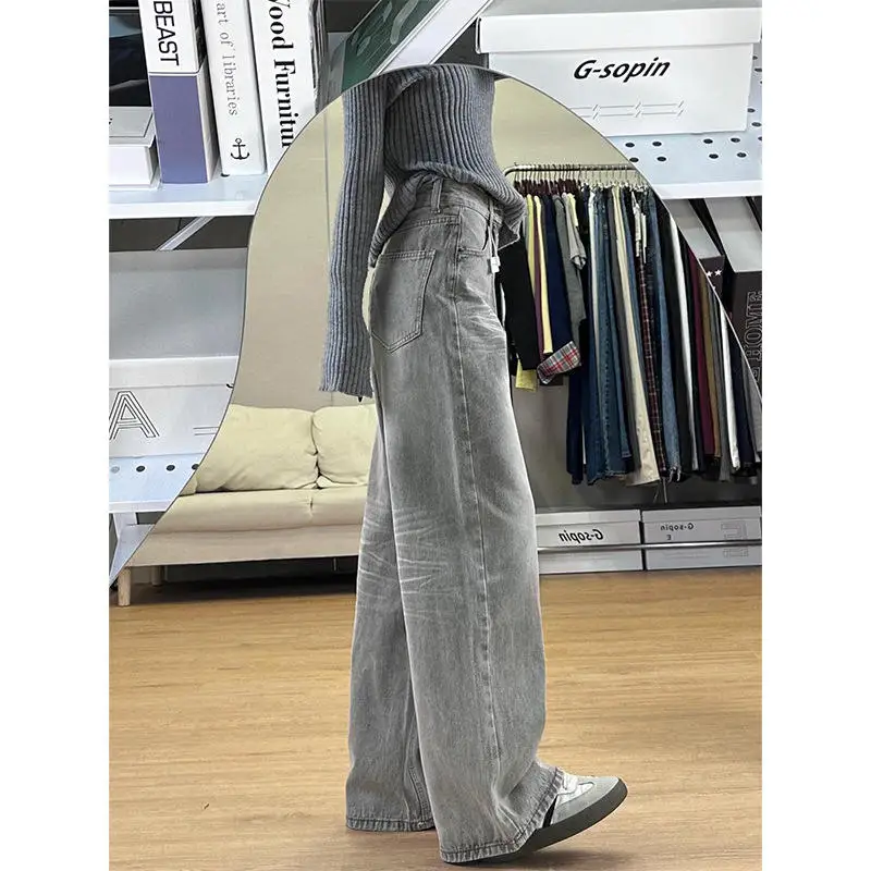 High Waist Straight Leg Jeans Women's Outerwear Drapey Denim Retro Design Slimming Wide Leg Jeans Commute Style Winter Season
High Waist Straight Leg Jeans Women's Outerwear Drapey Denim Retro Design Slimming Wide Leg Jeans Commute Style Winter Season
