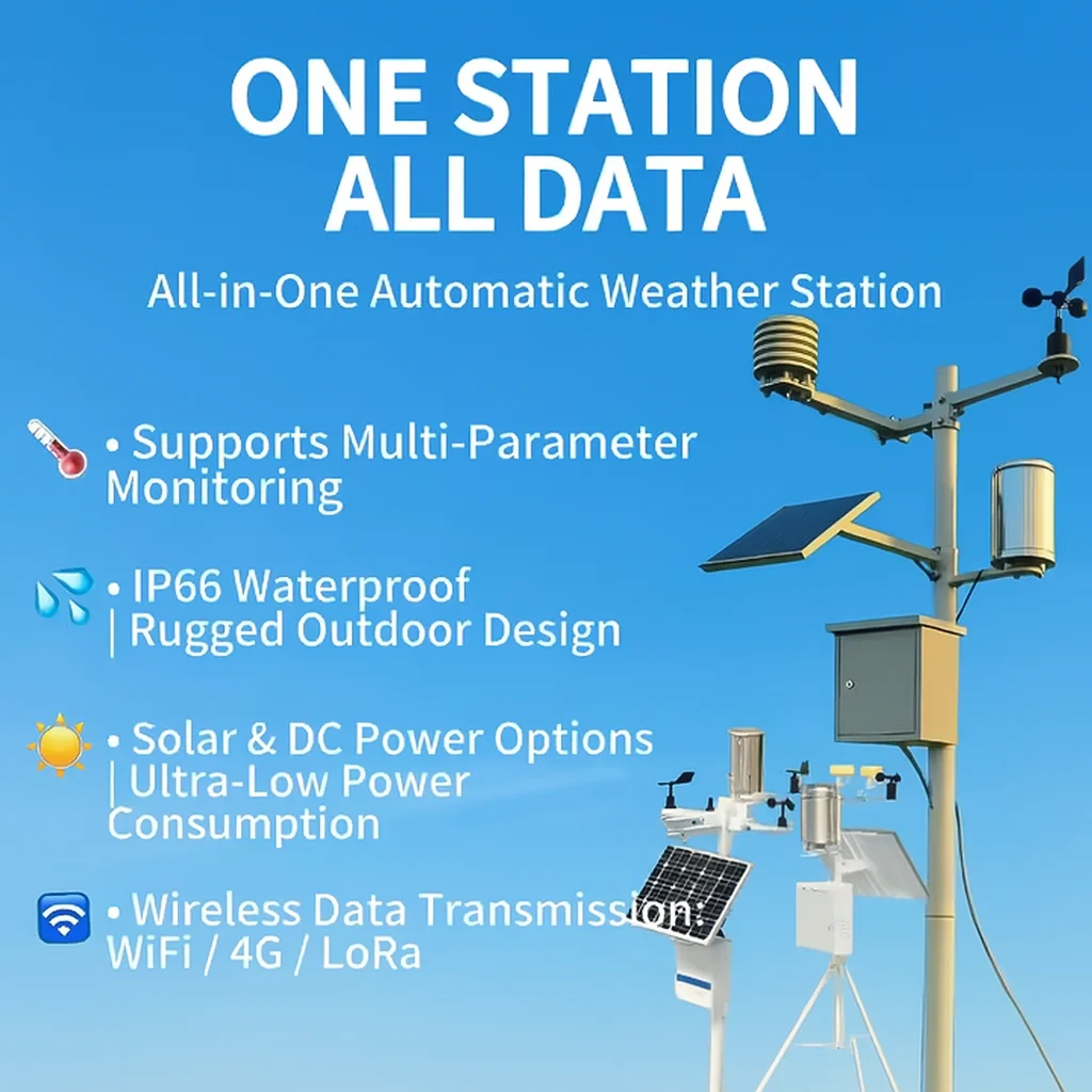 2026 Factory Professional Multi-sensor Wireless Wifi LorAwan GPRS Automatic Compact 7 in 1 Agro Weather Station with External Se
2026 Factory Professional Multi-sensor Wireless Wifi LorAwan GPRS Automatic Compact 7 in 1 Agro Weather Station with External Se