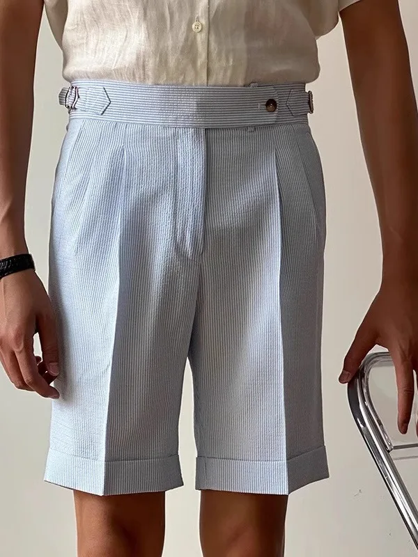 Italian Sle High Waist Bubble Cloth Paris Button Naples Blue Stripes Casual Pants Straight Leg Briti Sle orts
Italian Sle High Waist Bubble Cloth Paris Button Naples Blue Stripes Casual Pants Straight Leg Briti Sle orts