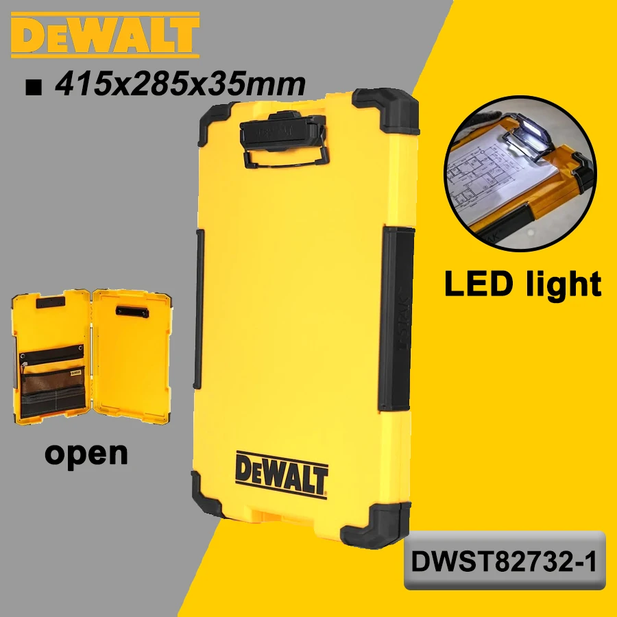 DEWALT TSTAK Clipboard Organiser with LED Light Stacking System Folder 41.5x28.5x35mm DWST82732-1
DEWALT TSTAK Clipboard Organiser with LED Light Stacking System Folder 41.5x28.5x35mm DWST82732-1