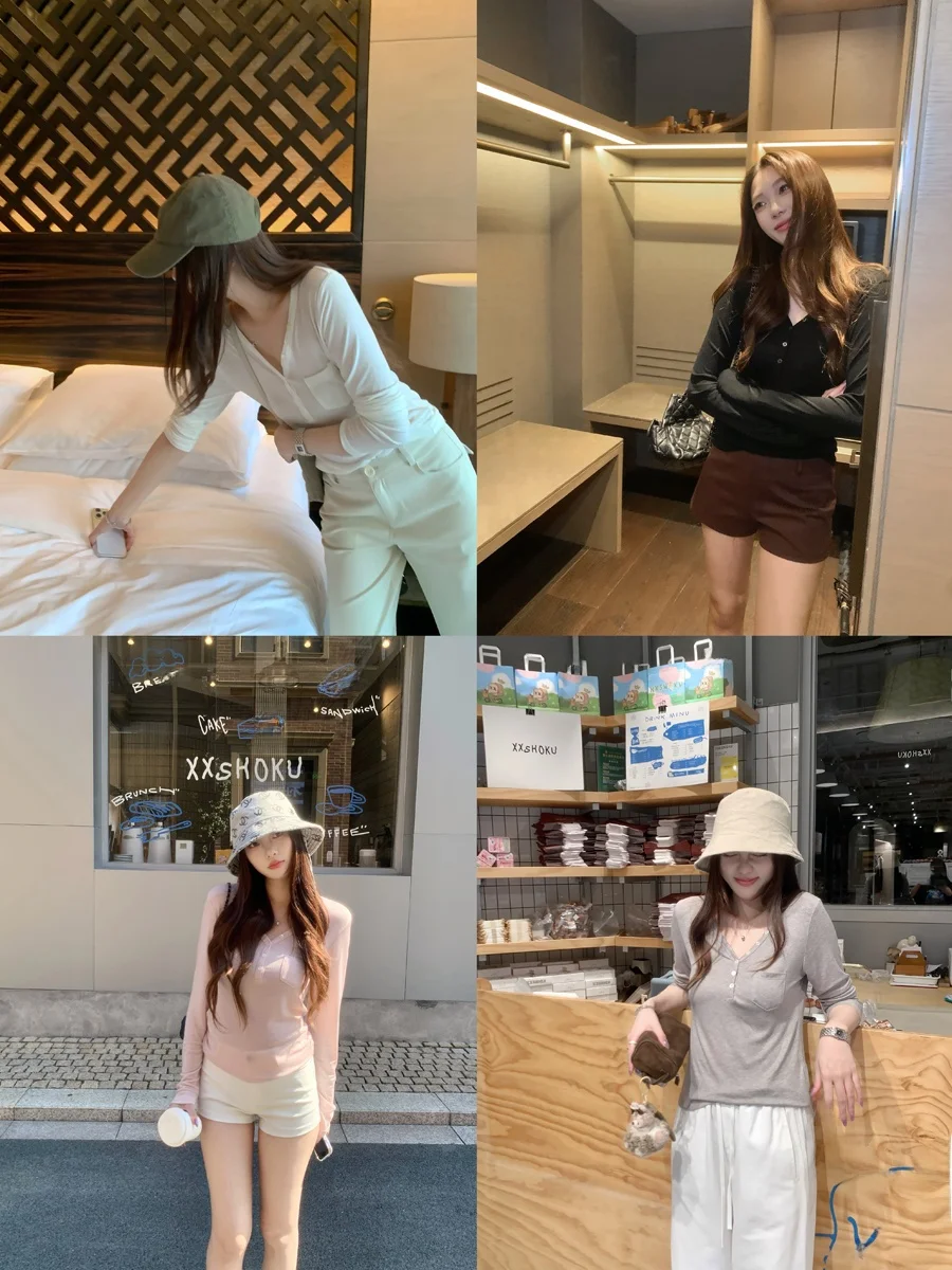 Lightweight Breathable V-Neck Knitted T-Shirt Women's Spring Summer Long Sleeve Wool Blend Sun Protection Top
Lightweight Breathable V-Neck Knitted T-Shirt Women's Spring Summer Long Sleeve Wool Blend Sun Protection Top
