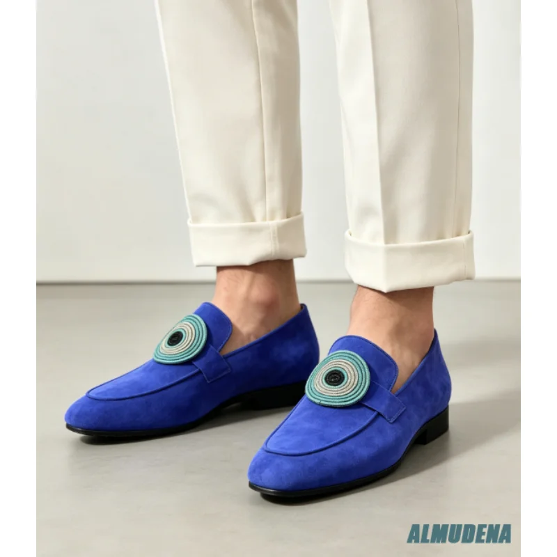 Bright Blue Suede Loafers Men's Fashion Round Toe Slip On Flats Outdoor Spring Autumn New Comfortable Retro Formal Dress Shoes
Bright Blue Suede Loafers Men's Fashion Round Toe Slip On Flats Outdoor Spring Autumn New Comfortable Retro Formal Dress Shoes