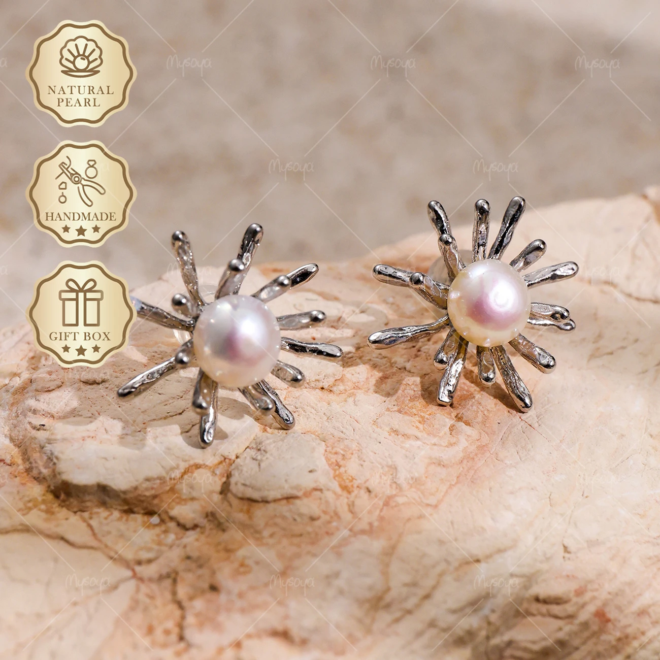 MYSOYA 6-7mm Silver Firework Pearl Stud Earrings, Gift Box, Birthday & Mother's Day Jewelry, Wedding Season S414
MYSOYA 6-7mm Silver Firework Pearl Stud Earrings, Gift Box, Birthday & Mother's Day Jewelry, Wedding Season S414
