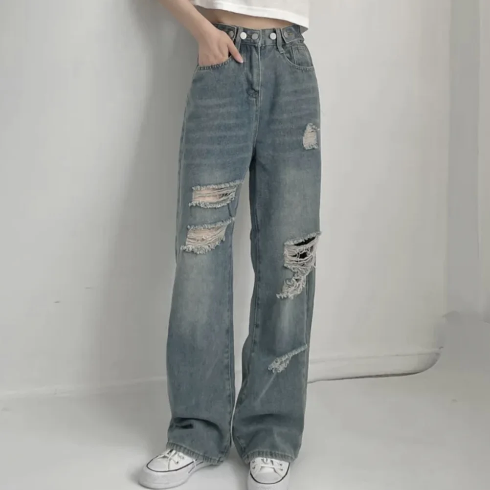 2026 New Chic Korean Style Casual Loose Straight Leg Jeans Vintage Fashion Denim Pants Versatile Hole Design Polyester Fiber
2026 New Chic Korean Style Casual Loose Straight Leg Jeans Vintage Fashion Denim Pants Versatile Hole Design Polyester Fiber