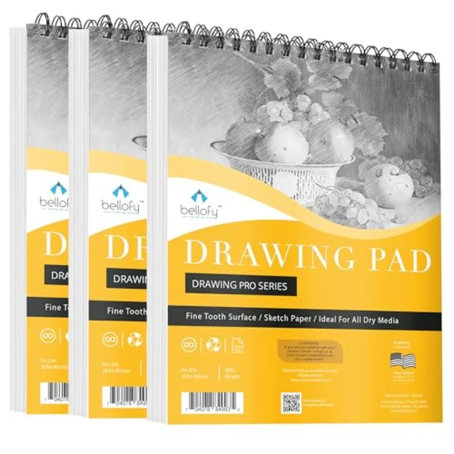 3 x Drawing Paper Pads 9 x 12 300 Sheets 60lbs 85g Acid Free Sketchbook Paper for Dry Media Top Spiral Bound Sketchpad for Begi
3 x Drawing Paper Pads 9 x 12 300 Sheets 60lbs 85g Acid Free Sketchbook Paper for Dry Media Top Spiral Bound Sketchpad for Begi