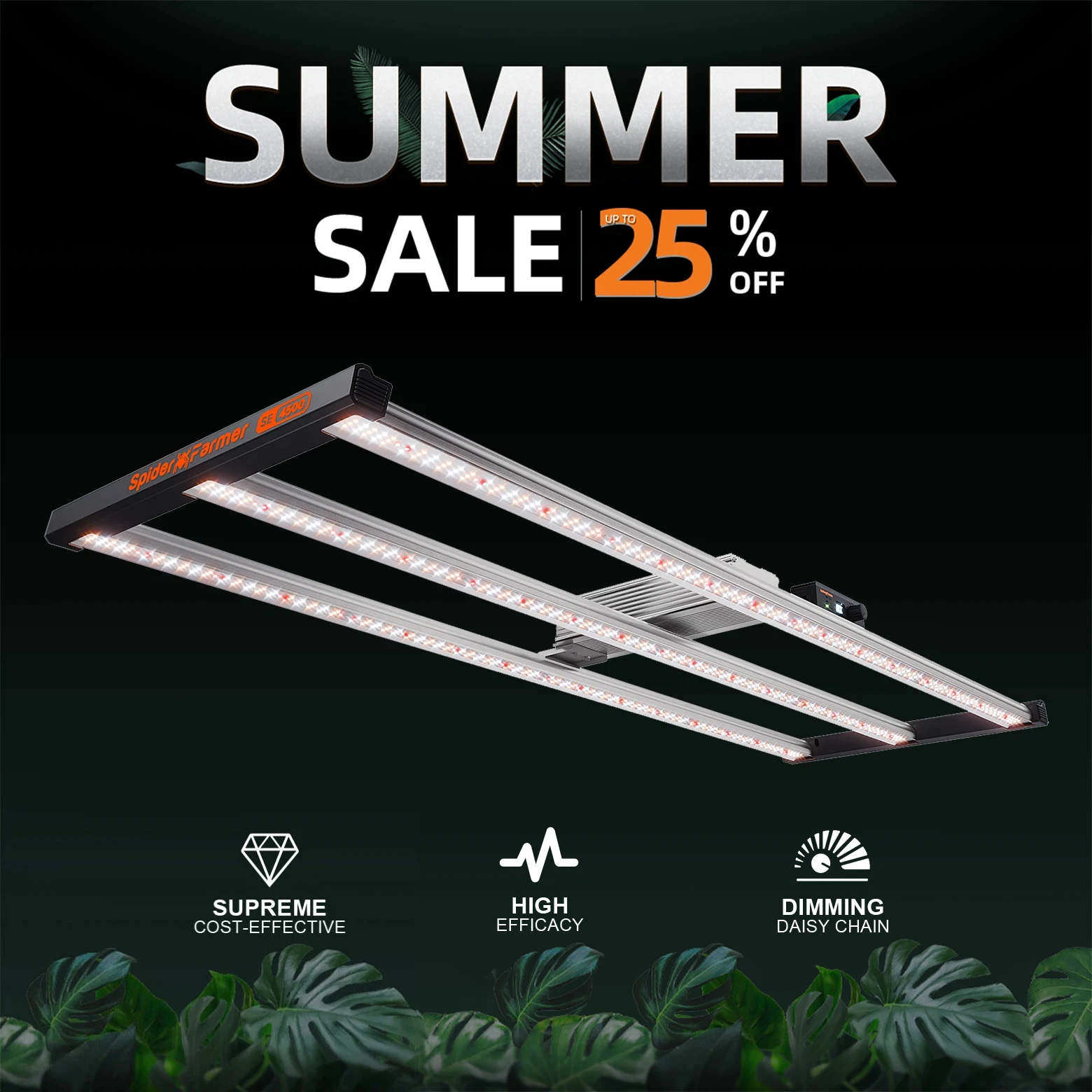 Spider Farmer SE4500 320W Led Grow Light Dimmable High Efficacy for 2x2FT
Spider Farmer SE4500 320W Led Grow Light Dimmable High Efficacy for 2x2FT