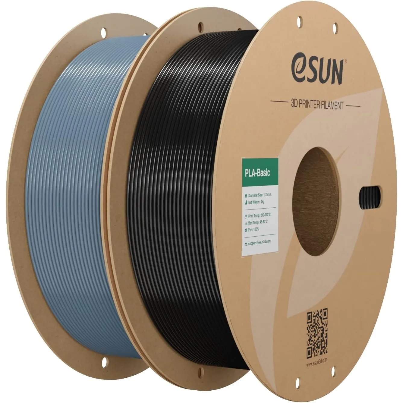 PLA Filament 1.75mm for Fast Printing, 2 Spools 1KG Each, Grey + Black
PLA Filament 1.75mm for Fast Printing, 2 Spools 1KG Each, Grey + Black