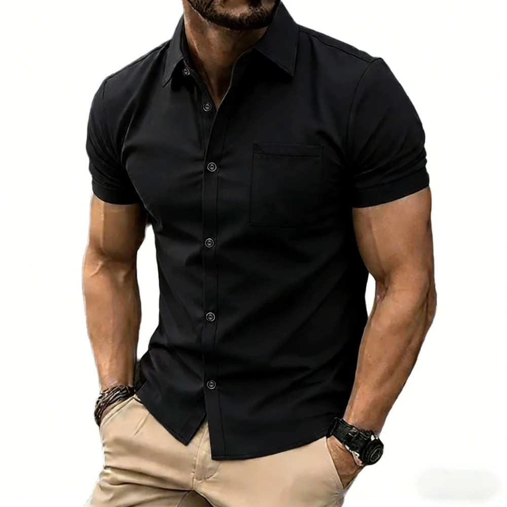 2026 Men's Simple Business Short-Sleeve Shirt Black White Gray Pure Color Colored Shirt Hawaiian Outdoor Social Designer Shirt
2026 Men's Simple Business Short-Sleeve Shirt Black White Gray Pure Color Colored Shirt Hawaiian Outdoor Social Designer Shirt