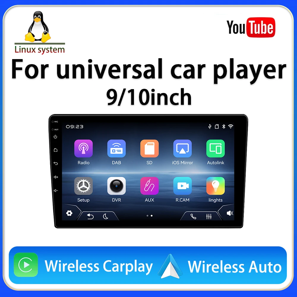 For 9inch/10inch universal touch screen car player Linux System Carplay Wireless Android Auto Wired USB Radio Bluetooth5.1 FM
For 9inch/10inch universal touch screen car player Linux System Carplay Wireless Android Auto Wired USB Radio Bluetooth5.1 FM