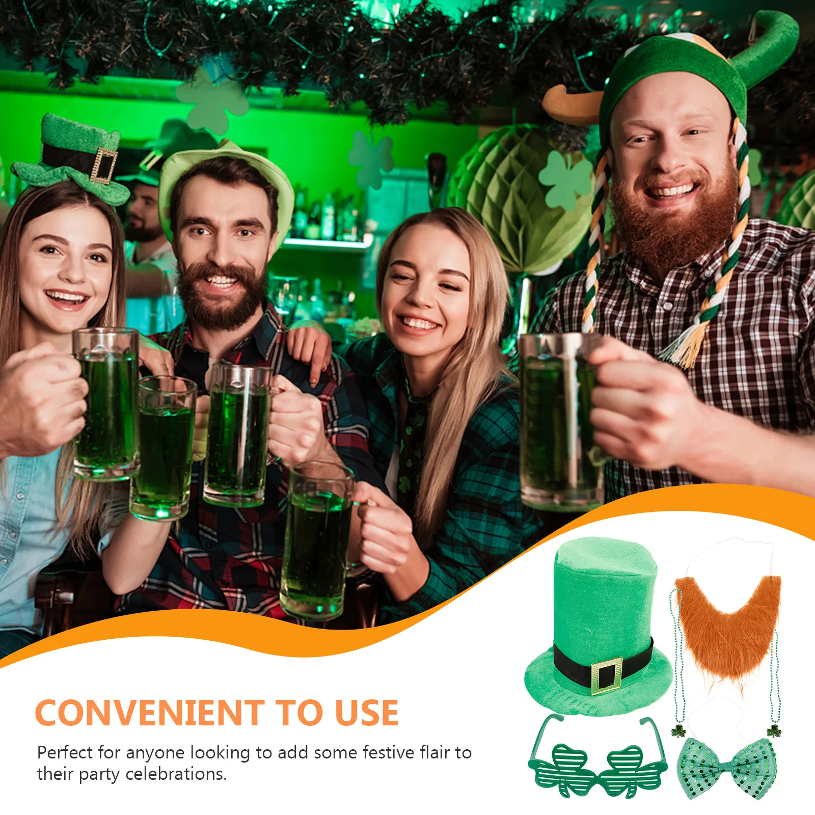 Irish Decoration Set Costumes Accessory Six Piece Party Props Plastic Festive Festival Supplies
Irish Decoration Set Costumes Accessory Six Piece Party Props Plastic Festive Festival Supplies
