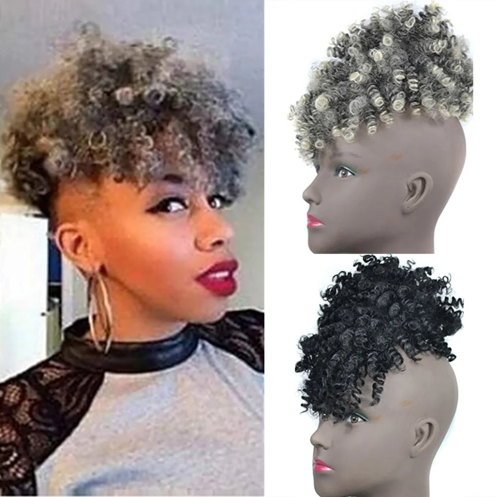 Afro Puff Drawstring Ponytail with Bangs, Black Kinky Curly Ponytail Bun with Bangs Synthetic Updo Hairpiece For Women
Afro Puff Drawstring Ponytail with Bangs, Black Kinky Curly Ponytail Bun with Bangs Synthetic Updo Hairpiece For Women