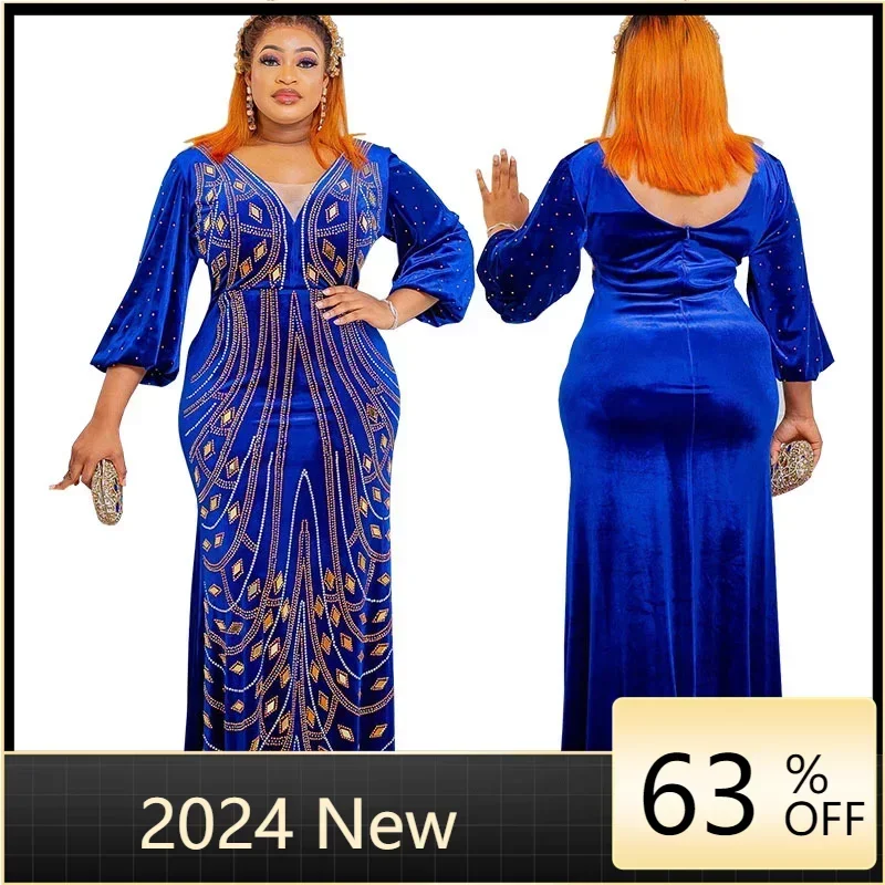 African Fashion Velvet Evening Dresses For Women Luxury Noble Temperament Diamond Long Dress Turkey Ladies Wedding Party Outfits
African Fashion Velvet Evening Dresses For Women Luxury Noble Temperament Diamond Long Dress Turkey Ladies Wedding Party Outfits