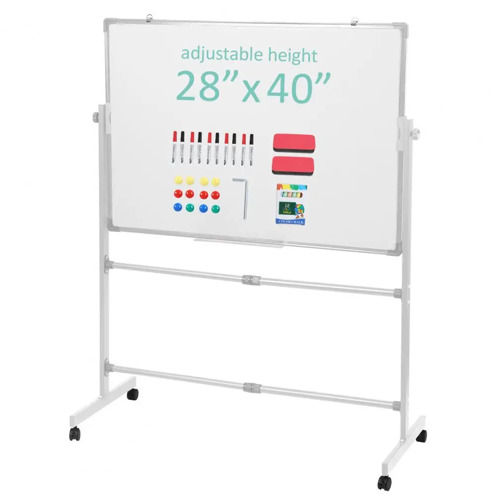 White Board, 40x28 Inch Reversible Whiteboard/Chalkboard On Wheels, Height Adjustable Double Side Magnetic Standing Easel Board
White Board, 40x28 Inch Reversible Whiteboard/Chalkboard On Wheels, Height Adjustable Double Side Magnetic Standing Easel Board