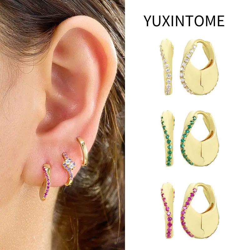 925 Sterling Silver Ear Needle Colorful Crystal Geometric Gold Earrings Women's Luxury Irregular Hoop Earrings Fine Jewelry
925 Sterling Silver Ear Needle Colorful Crystal Geometric Gold Earrings Women's Luxury Irregular Hoop Earrings Fine Jewelry