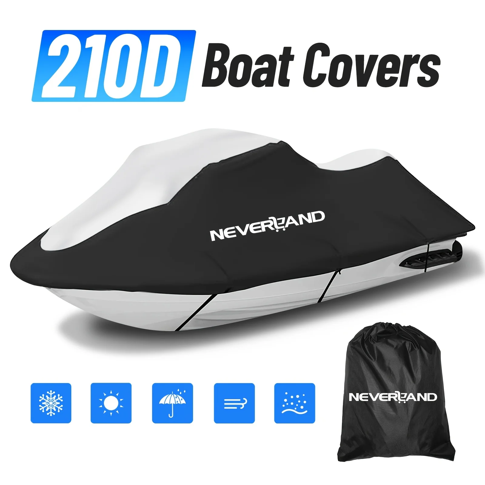 NEVERLAND Jet Ski Cover, 210D Waterproof Oxford Fabric, (Bow-facing Indicator + 2 Rear Vents + 8 Tie-down Points With Loops And 4 Separate Straps + All-around Elastic Band) Fits Lengths Of 115-145 Inches
NEVERLAND Jet Ski Cover, 210D Waterproof Oxford Fabric, (Bow-facing Indicator + 2 Rear Vents + 8 Tie-down Points With Loops And 4 Separate Straps + All-around Elastic Band) Fits Lengths Of 115-145 Inches