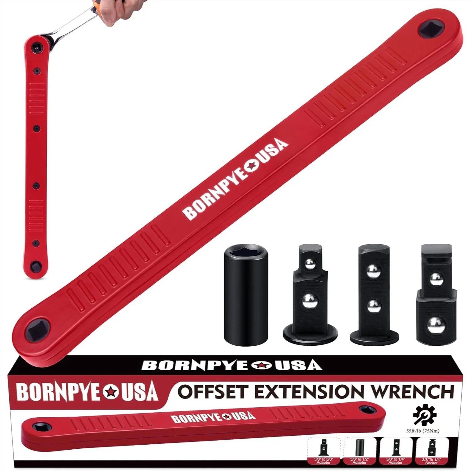 Offset Extension Wrench Set with 1/4", 3/8", and 1/2" Square Drive Adapters, Impact Ready for Versatile Use
Offset Extension Wrench Set with 1/4", 3/8", and 1/2" Square Drive Adapters, Impact Ready for Versatile Use
