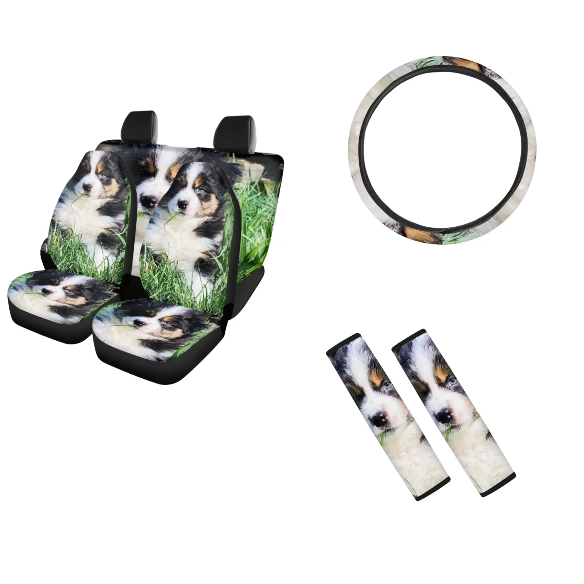 Car Front/Rear Seat Covers Bernese Mountain Dog Print Durable Steering Wheel Cover Sweat Absorption Comfort Shoulder Strap Pads
Car Front/Rear Seat Covers Bernese Mountain Dog Print Durable Steering Wheel Cover Sweat Absorption Comfort Shoulder Strap Pads