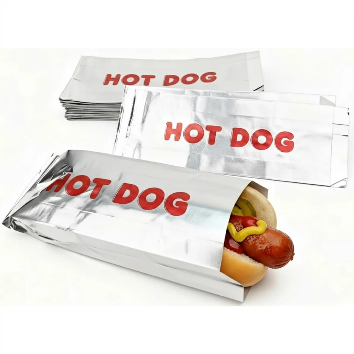 120 Pack Foil Hot Dog Wrappers, Grease-Resistant Sleeves for Parties, BBQs, Food Trucks & Takeout
120 Pack Foil Hot Dog Wrappers, Grease-Resistant Sleeves for Parties, BBQs, Food Trucks & Takeout