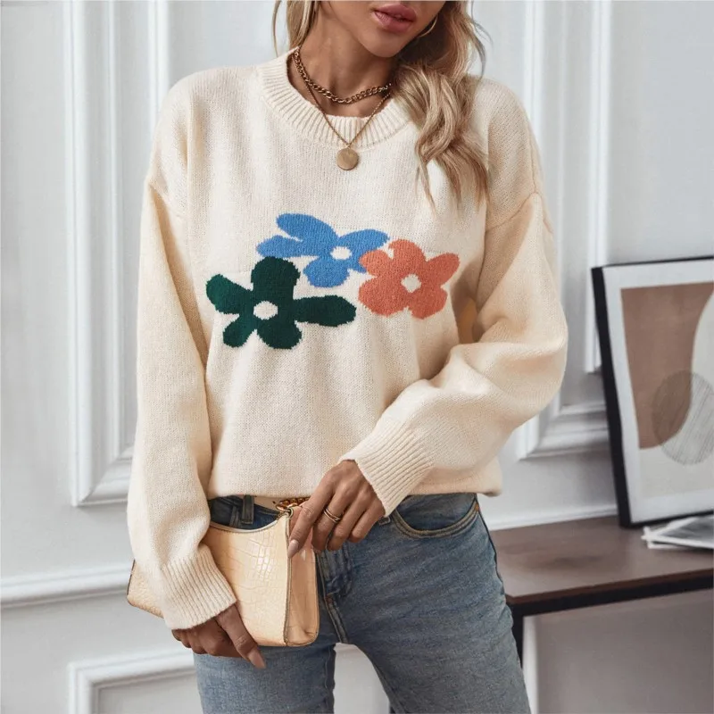 Women's pullover flower sweater women's 2025 autumn and winter new loose, fashionable and casual round neck knitted top
Women's pullover flower sweater women's 2025 autumn and winter new loose, fashionable and casual round neck knitted top