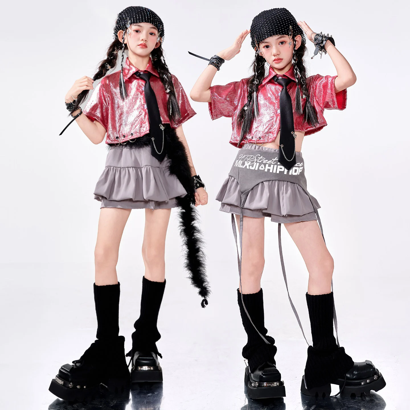 Girls Kpop Dance Costume Navel Shirts Skirt Jazz Performance Suit Hip Hop Dance Clothes Concert Group Stage Clothing BL16299
Girls Kpop Dance Costume Navel Shirts Skirt Jazz Performance Suit Hip Hop Dance Clothes Concert Group Stage Clothing BL16299