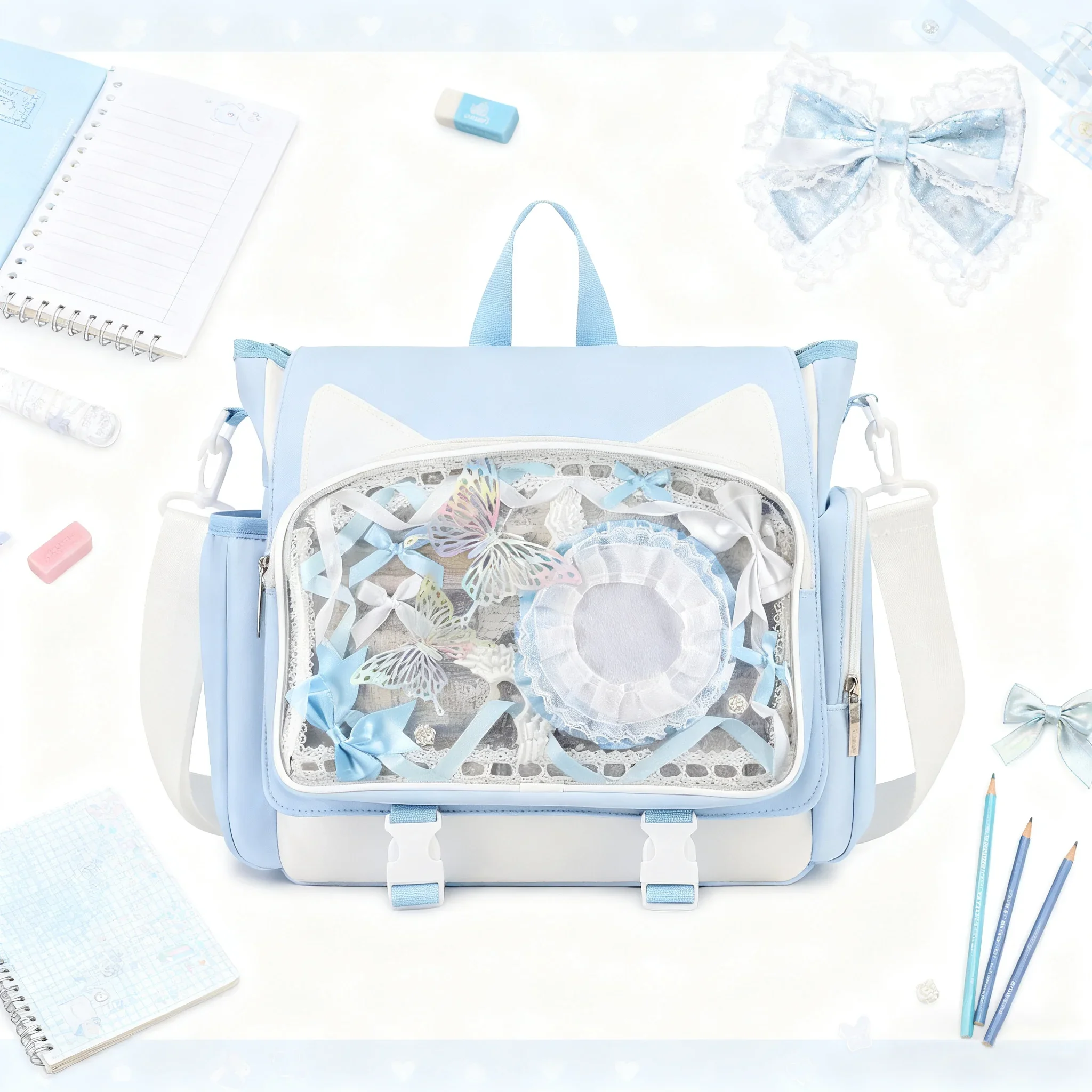 TINYAT Y2K Ita Bag Girl School Backpack Waterproof Transparent Shoulder Bag Women's Crossbody Bag DlY Display Cute Cat Ear
TINYAT Y2K Ita Bag Girl School Backpack Waterproof Transparent Shoulder Bag Women's Crossbody Bag DlY Display Cute Cat Ear
