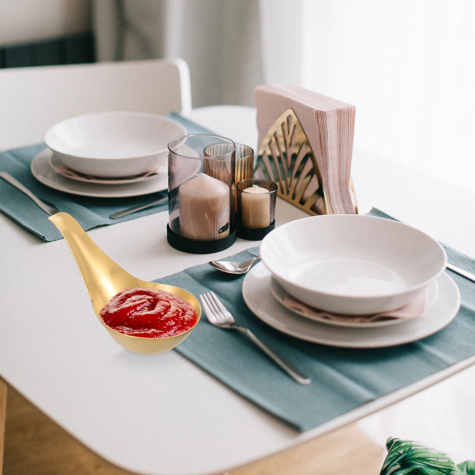 Stainless Steel Sauce Spoon Lightweight Ice Cream Dessert Soup Spoon Portable for Kitchen Restaurant Dining 
Stainless Steel Sauce Spoon Lightweight Ice Cream Dessert Soup Spoon Portable for Kitchen Restaurant Dining