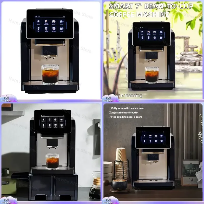 Smart Fully Automatic Espresso with 7 Inch Touchscreen 19 Bar Pump Built-in Grinder Easy Clean Home and Commercial
Smart Fully Automatic Espresso with 7 Inch Touchscreen 19 Bar Pump Built-in Grinder Easy Clean Home and Commercial