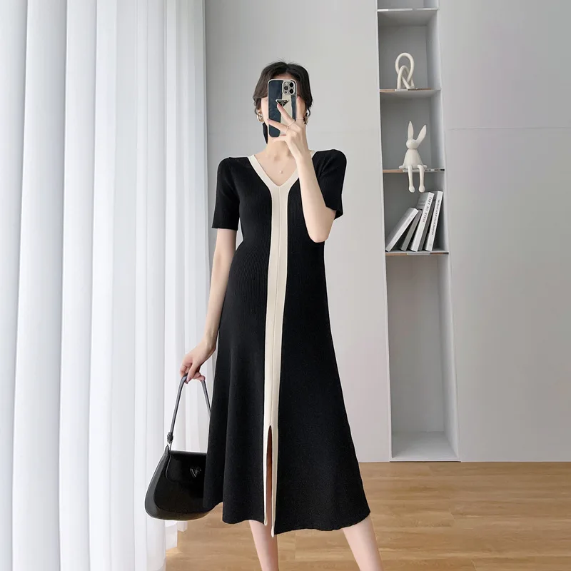 Casual Elegant Sleepwear Women Vintage Short Sleeve Long Nightgown Korean Fashion Knitted Slim Maxi Dresses for Women‘s Pregnant
Casual Elegant Sleepwear Women Vintage Short Sleeve Long Nightgown Korean Fashion Knitted Slim Maxi Dresses for Women‘s Pregnant