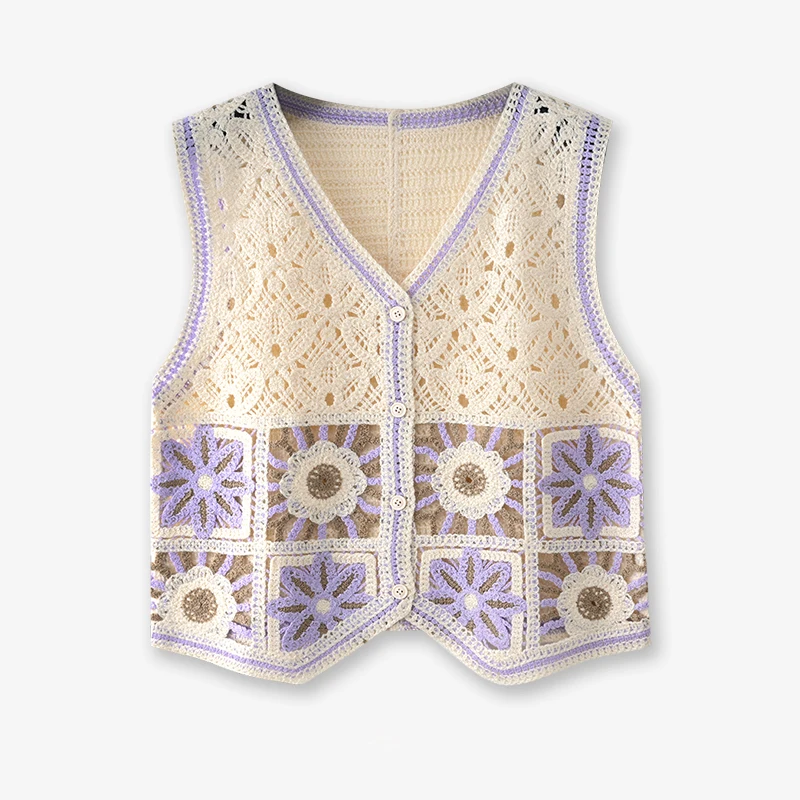 Crochet Vest for Women Granny Square Open-knit Button Down Sleeveless Sweater Vest Knitted Waistcoat Top Boho Vacation Outfit
Crochet Vest for Women Granny Square Open-knit Button Down Sleeveless Sweater Vest Knitted Waistcoat Top Boho Vacation Outfit