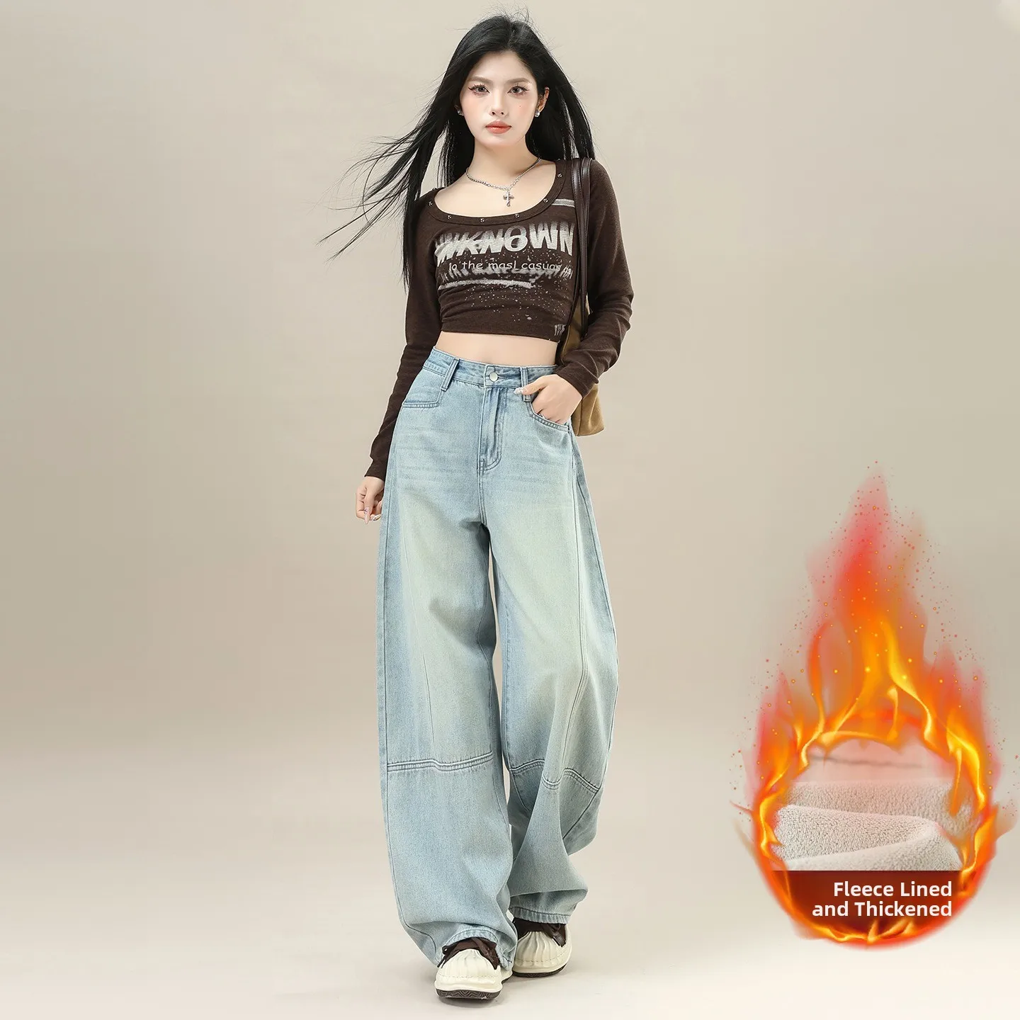 Light Blue Fce Lined Wide Leg Knife Denim Jeans Women's High Waist Straight Cut Floor Length Pants Autumn Winter New ...
Light Blue Fce Lined Wide Leg Knife Denim Jeans Women's High Waist Straight Cut Floor Length Pants Autumn Winter New ...
