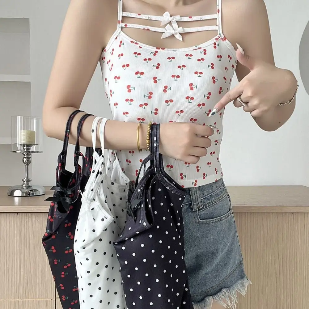 1 Pc Temperament Cherry Crop Top Sleeveless Bowknot Camisole Tank Top With Pads Dot Beachwear For Women
1 Pc Temperament Cherry Crop Top Sleeveless Bowknot Camisole Tank Top With Pads Dot Beachwear For Women